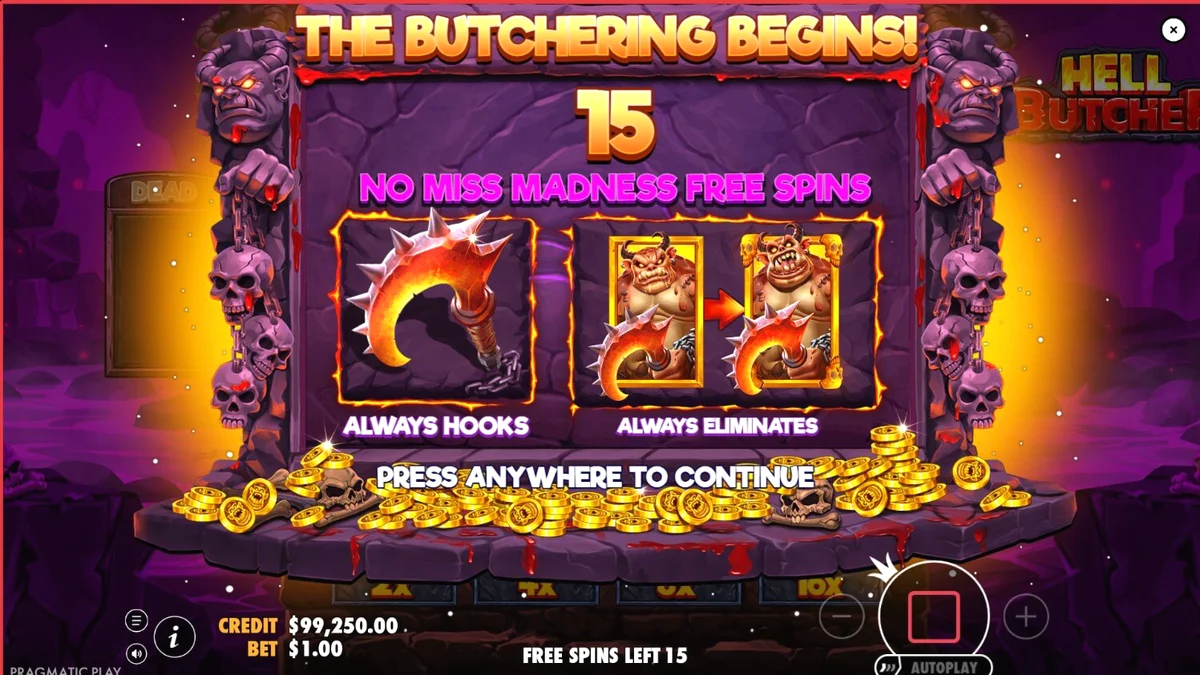 Tampilan visual slot Hell Butcher dengan tema horor yang mencekam